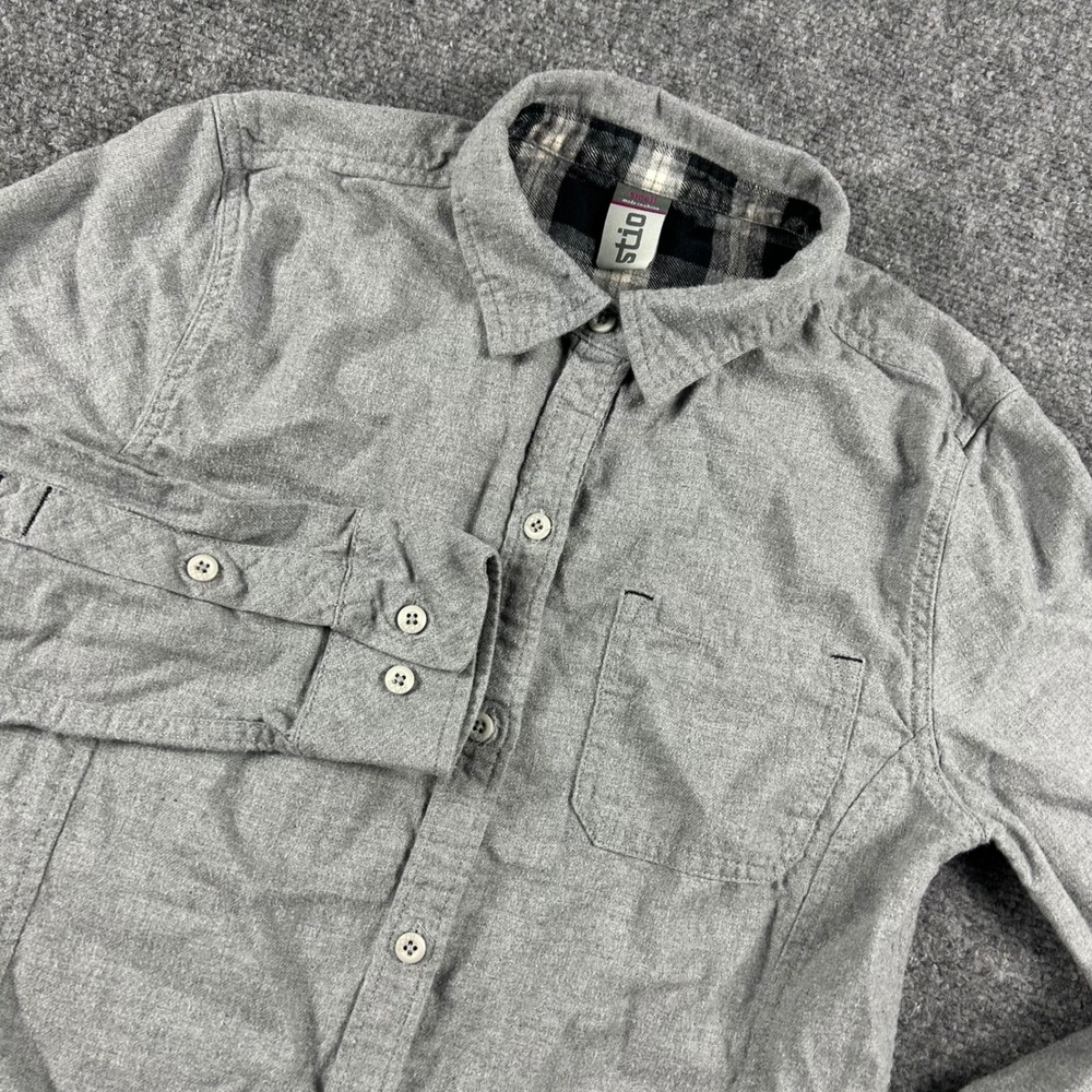 Stio Flannel Shirt Womens Small Gray Long Sleeve Cotton Button Up Outdoor Casual